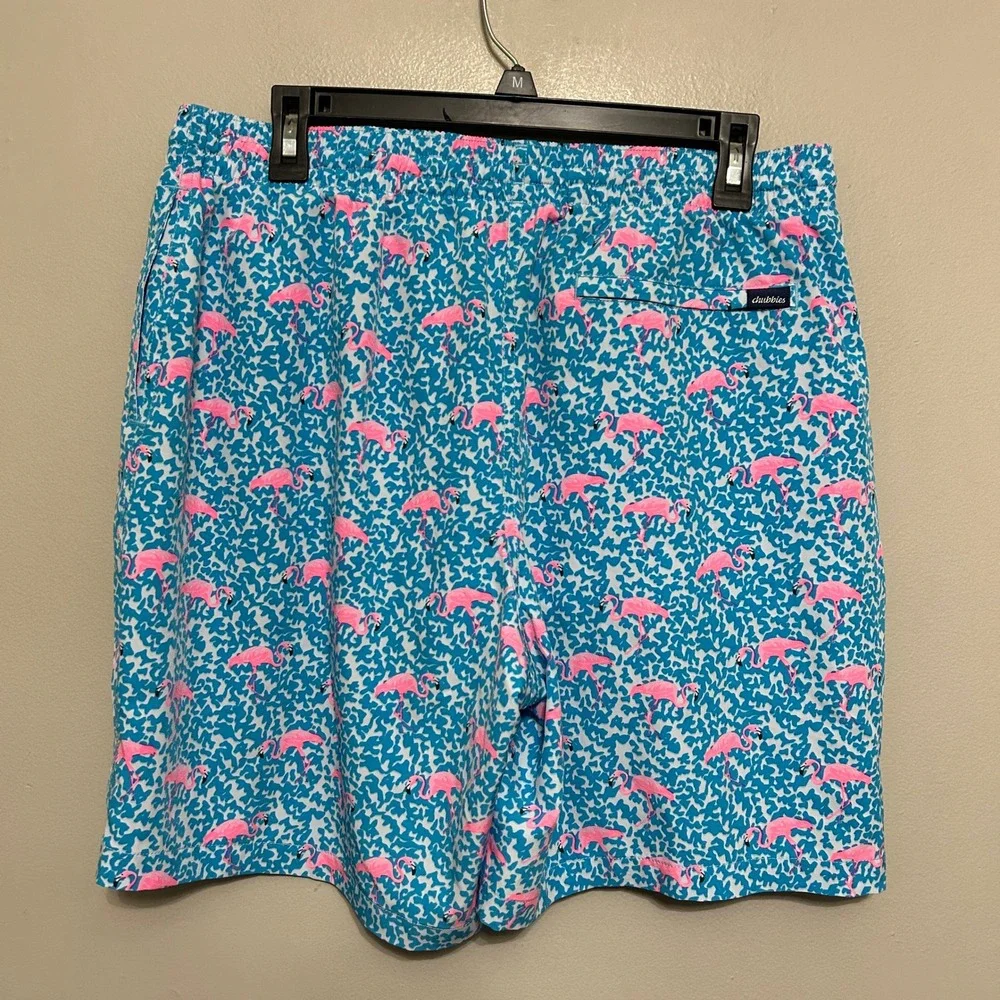 Chubbies Swim Trunks Mens XL Blue Pink Flamingo 7